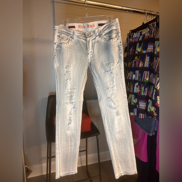 TRUE ROCK Blue Skinny Distressed Jeans - Picture 1 of 2